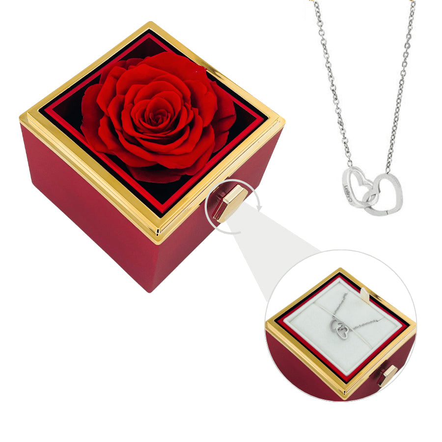 Eternal Rose Box With Custom Engraved Necklace