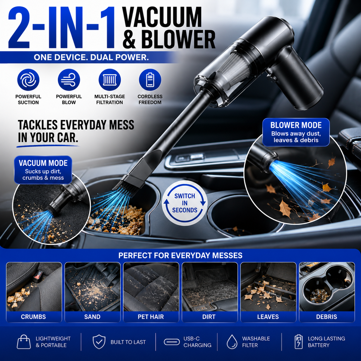 CarVac™ - 2in1 Vacuum & Blower