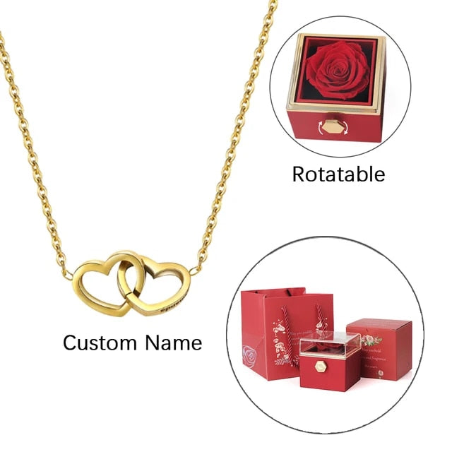 Eternal Rose Box With Custom Engraved Necklace