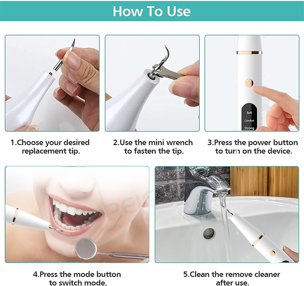 Electric Sonic Teeth Plaque Cleaner & Stain Removal